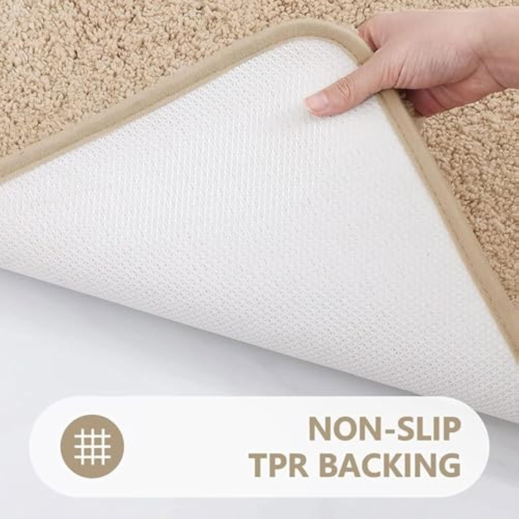 Microfiber Bath Mat, Super Absorbent Mat, Beige